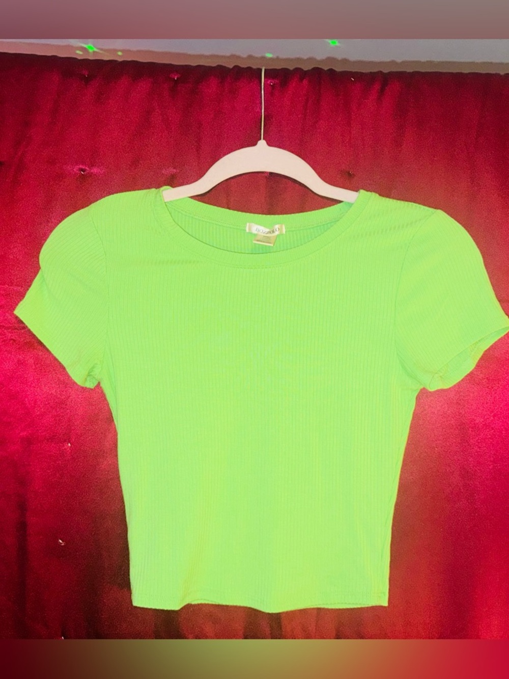 👑 Like New Neon Green Ribbed Short Sleeve Tee Size Small